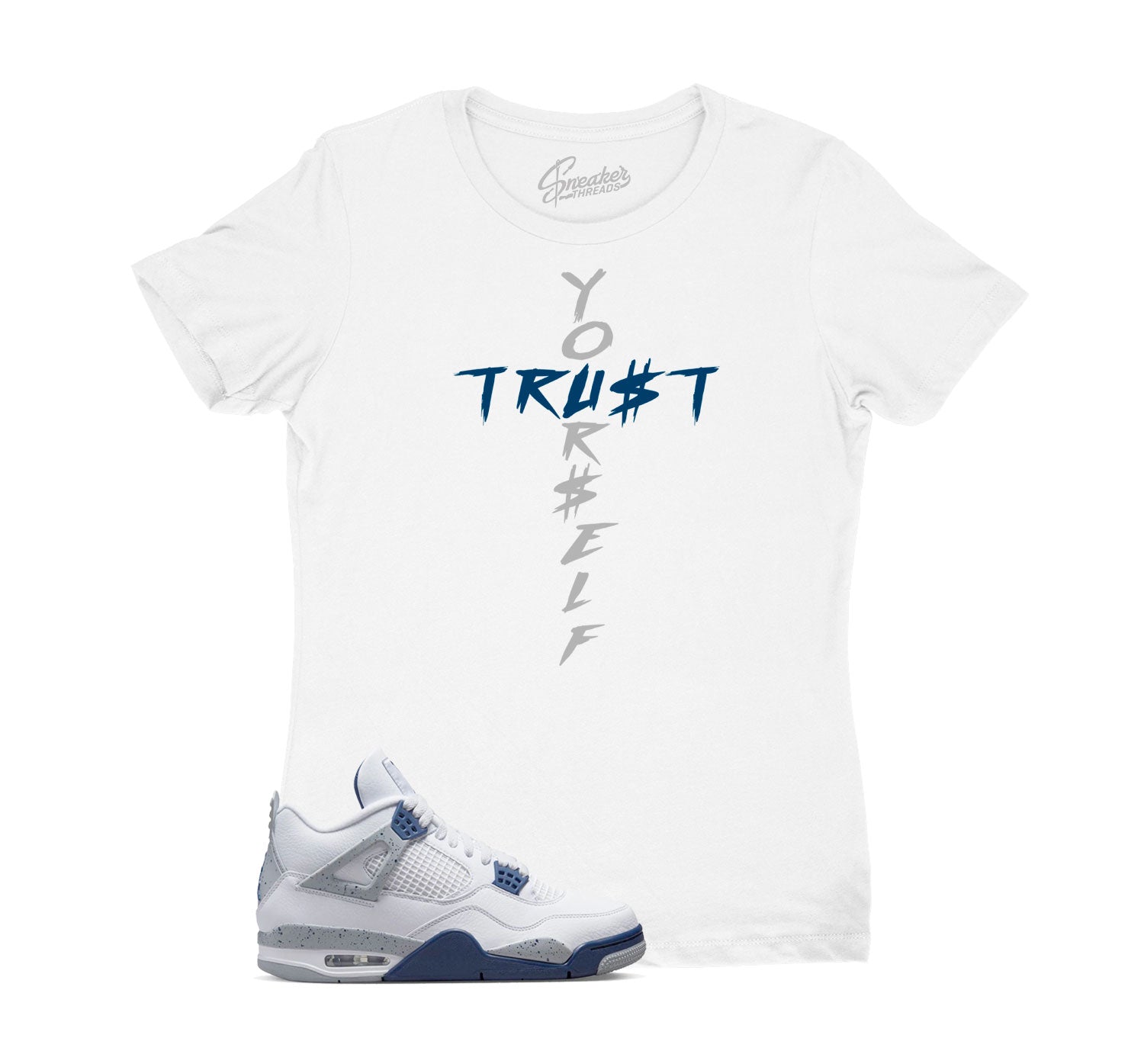 Womens Midngiht Navy 4 Shirt - Trust Yourself - White