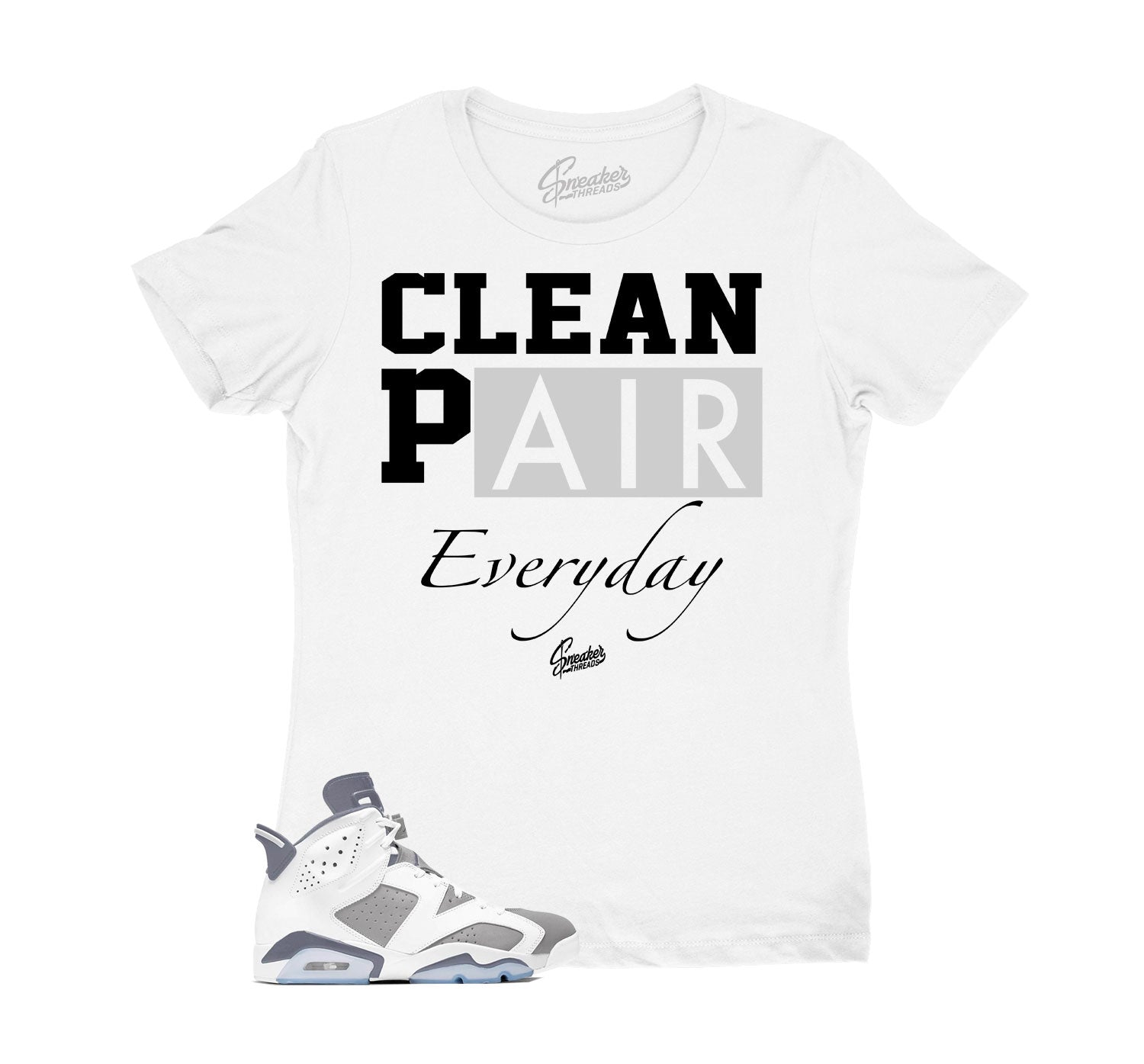 Womens Cool Grey 6 Shirt - Clean Pair - White