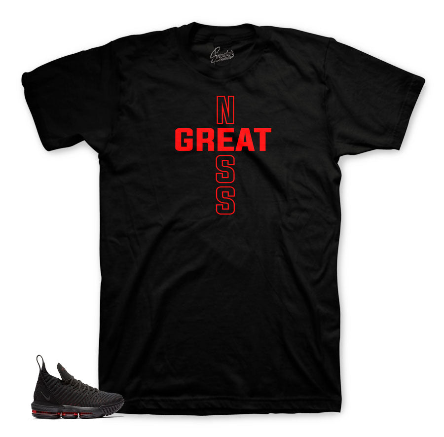 Lebron 16 bred sneaker shirts to match lebron shoes perfectly.