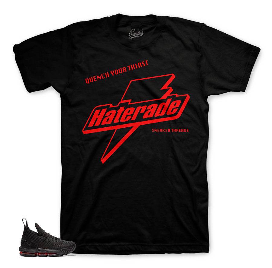 Shirts match Lebron 16 bred sneakers. Sneaker tees match.