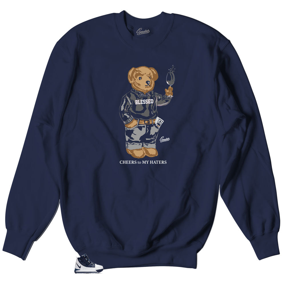 Lebron III midnight navy sneakers has matching crewneck sweater collection designed to match sneaker Lebron III midnight navy sneakers