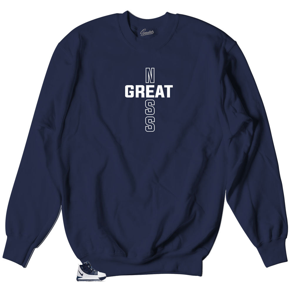 Sweater crewneck designed perfectly to match Lebron III midnight navy sneakers 