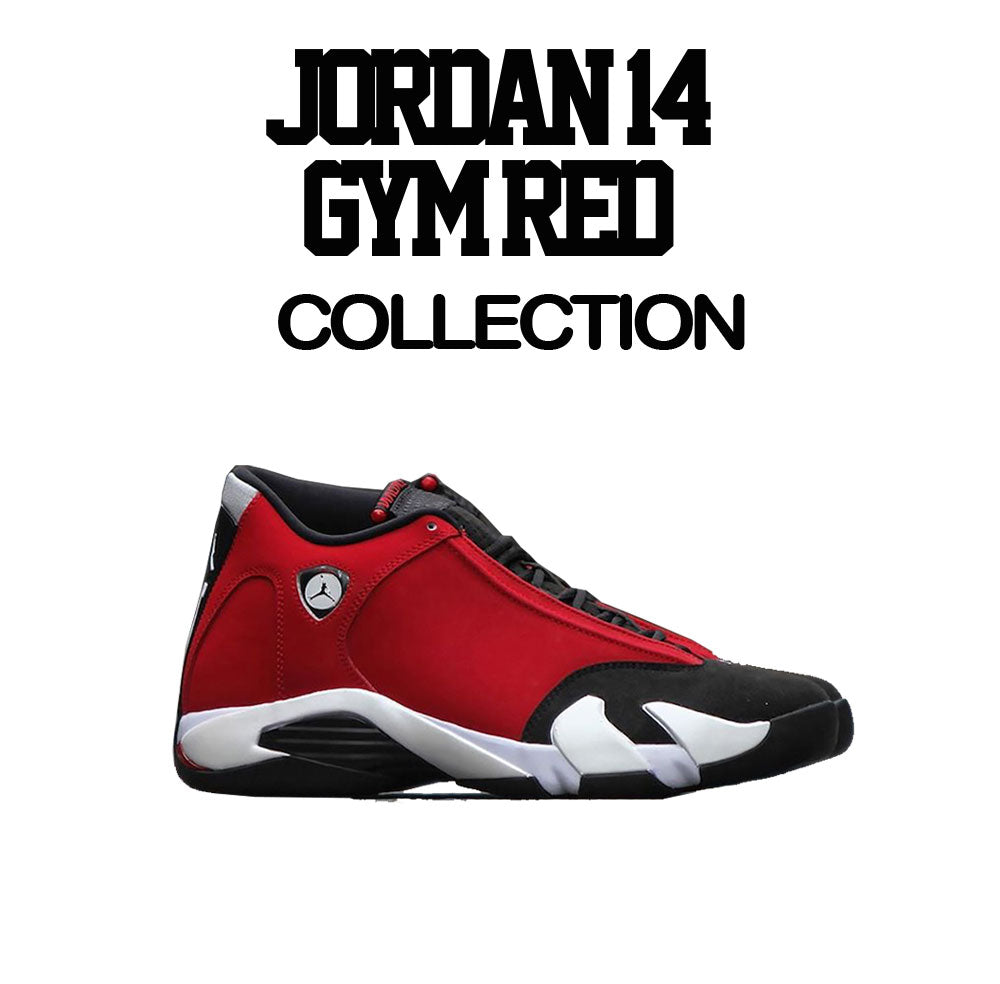 Gym Red Jordan 14 Sneaker collection matches mens tee collection 