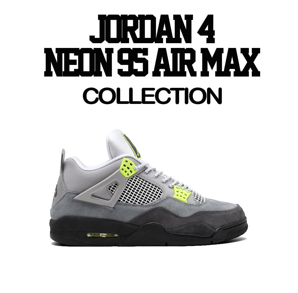 T shirt collection has matching sneaker Jordan 4 neon volt collection 