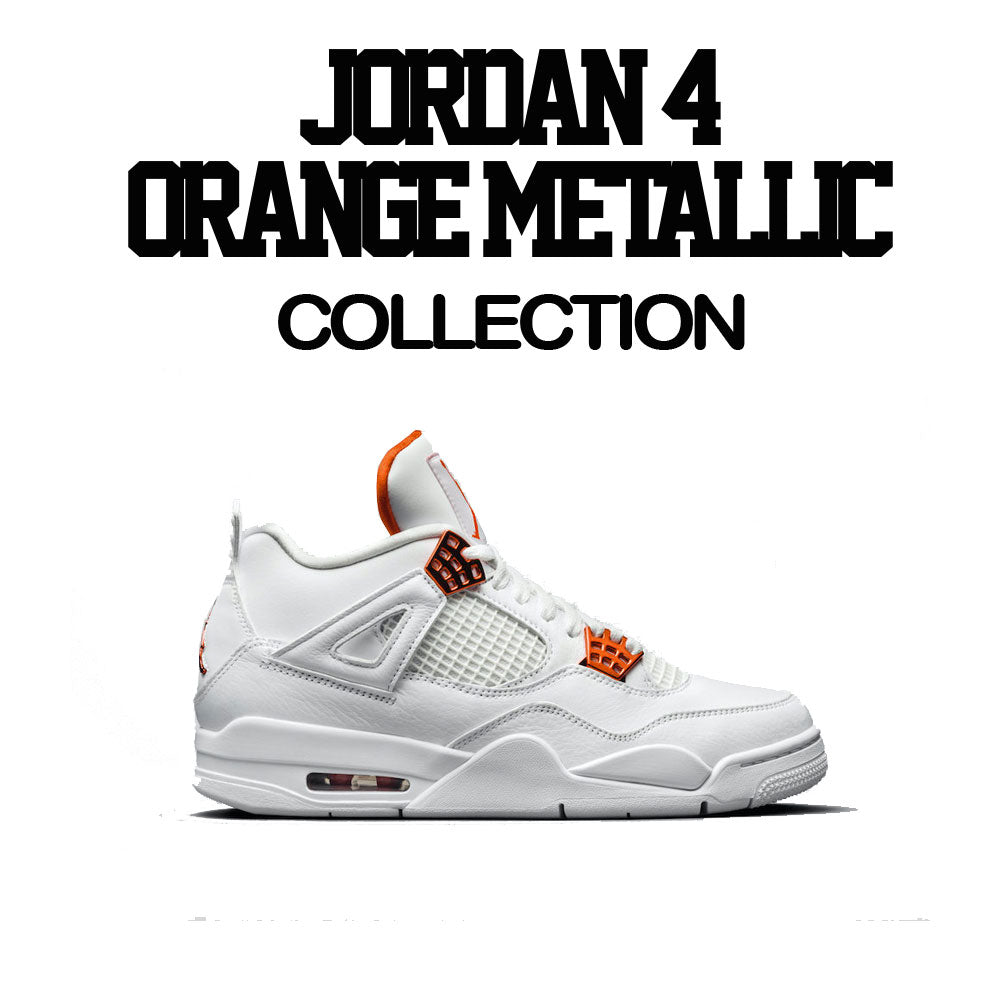 T shirt collection matches with Jordan 4 orange metallic  sneakers perfectly