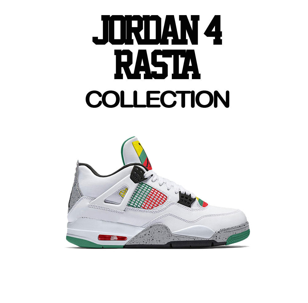 Rasta Jordan 4 sneaker collection matching with girls shirt collection 