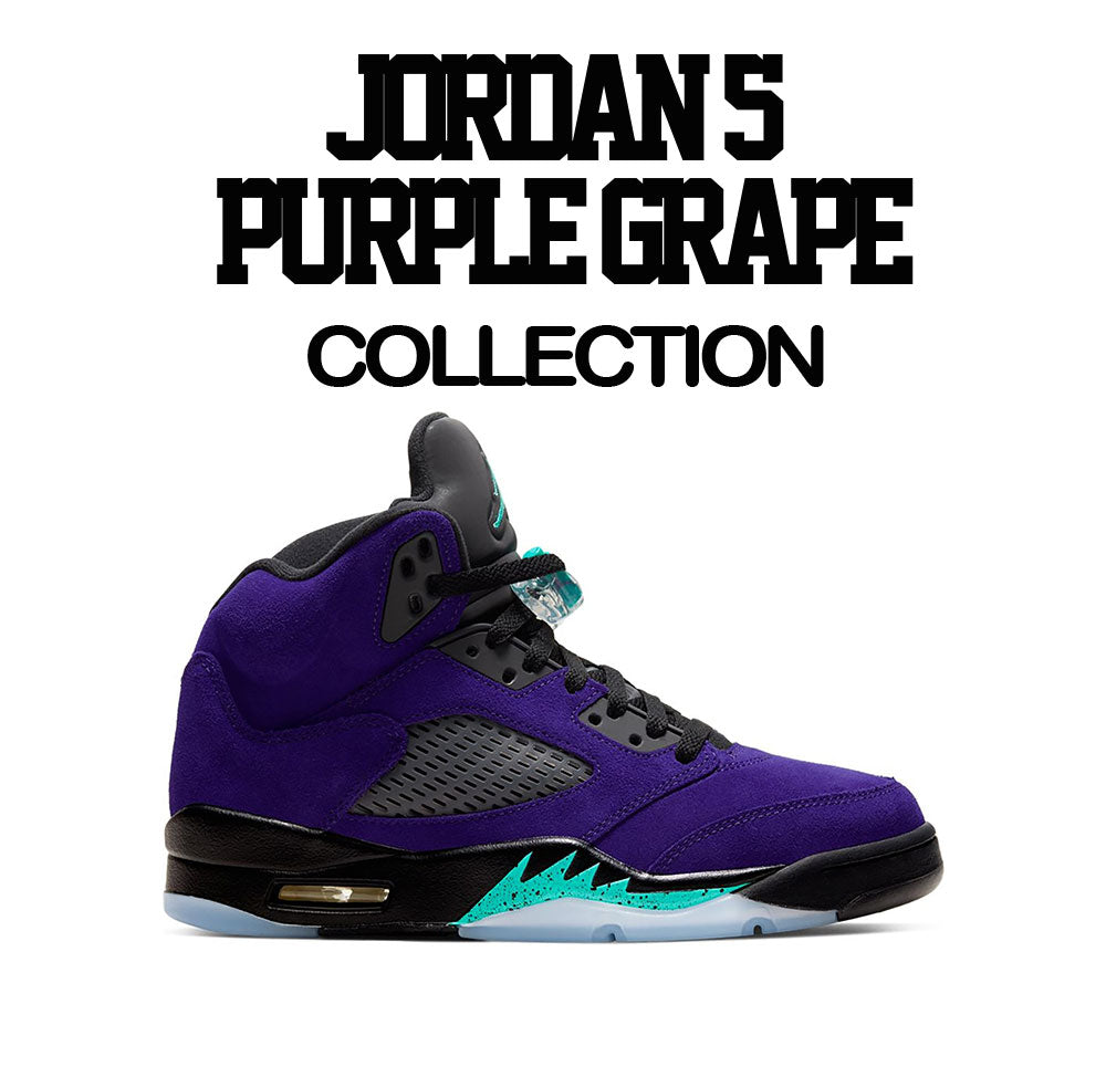 Shirt collection matches the Jordan 5 purple grape sneakers