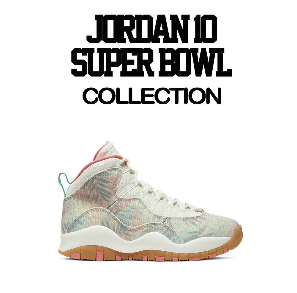 salmon shirts match Jordan 10 super bowl sneakers