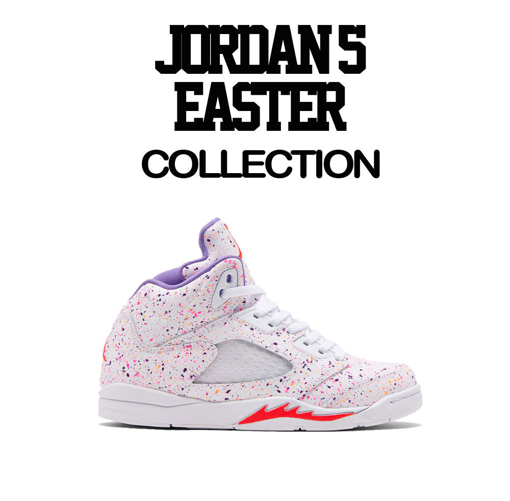Kids tees match the Jordan 5 Easter sneakers