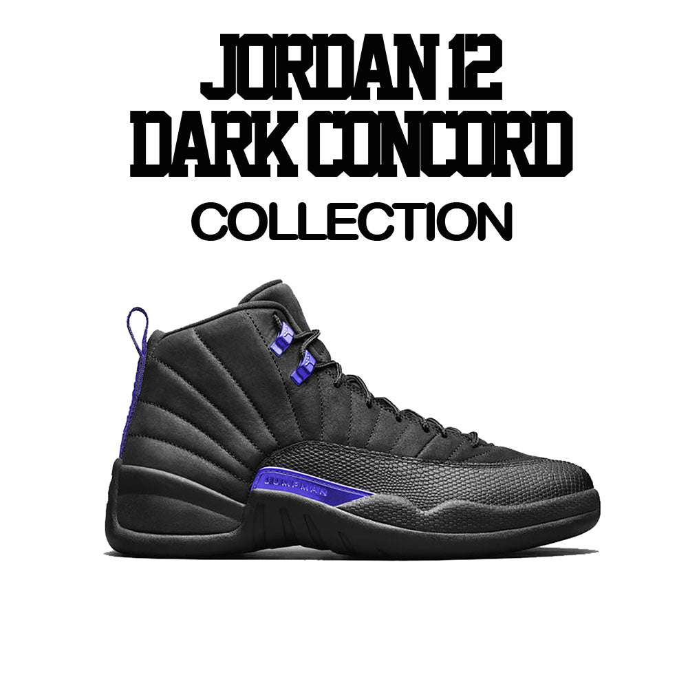 Dark Concord Jordan 12 sneakers matches with crewnecks