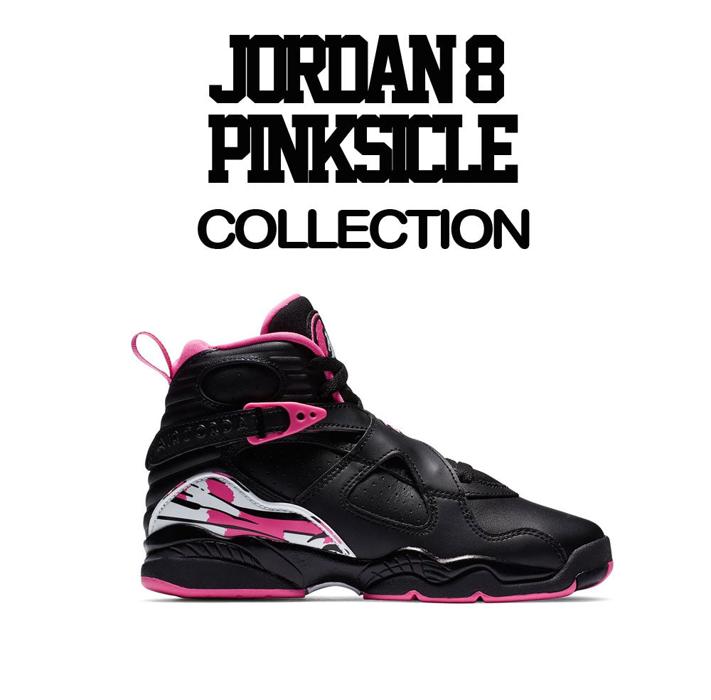 Pinksicle Jordan 8 reto shoe collection matches with women t shirts