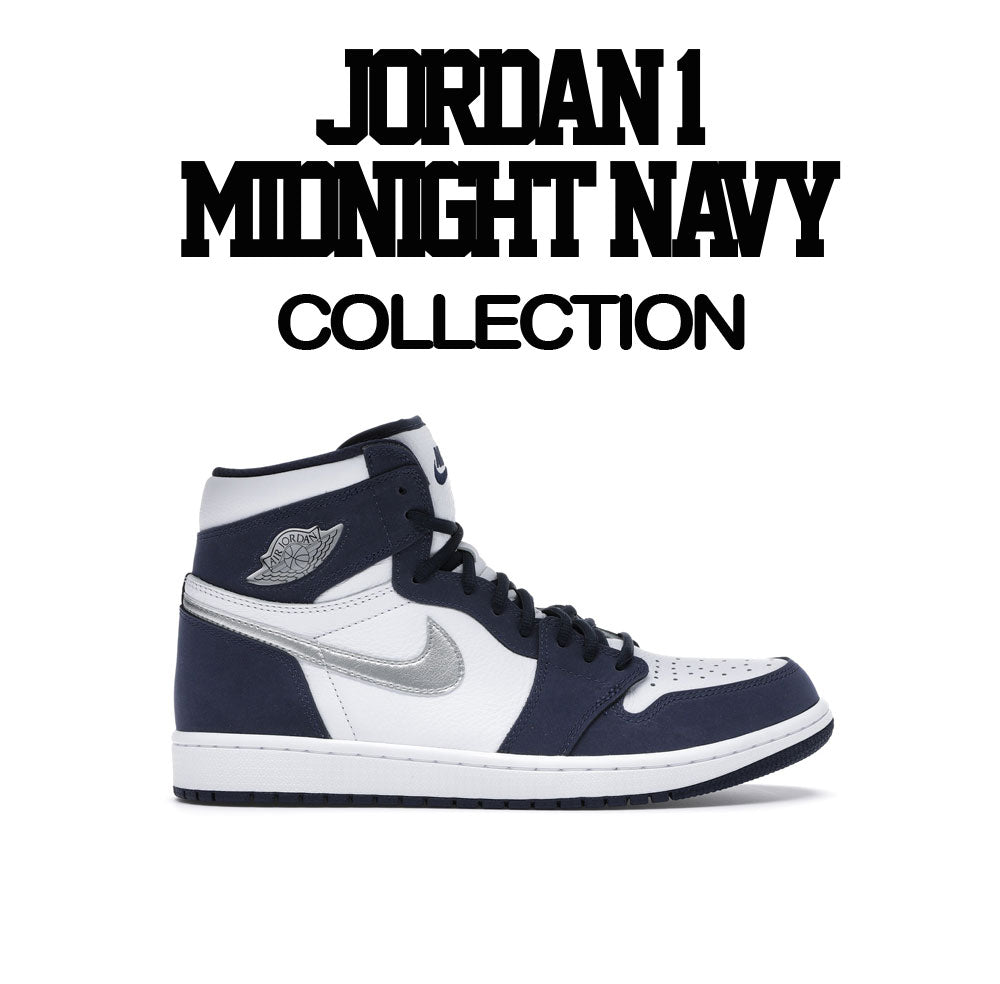 Midnight Navy jordan 1 sneakers have matching crew necks