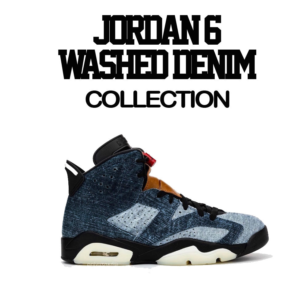 washed denim Jordan 6 sneaker collection has matching tee collection 