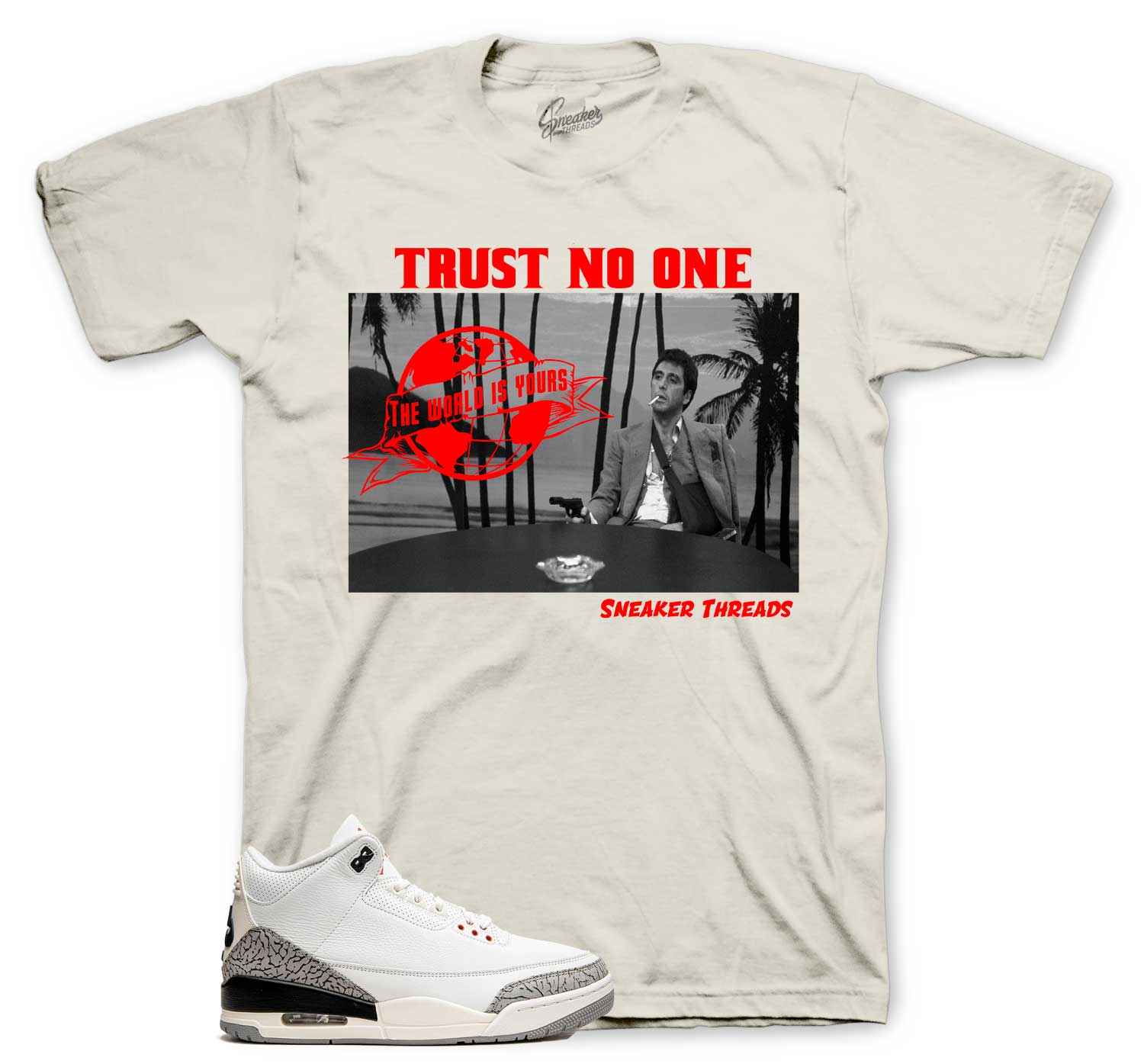Retro 3 White Cement Reimagined Shirt - Tony Knows - Natural