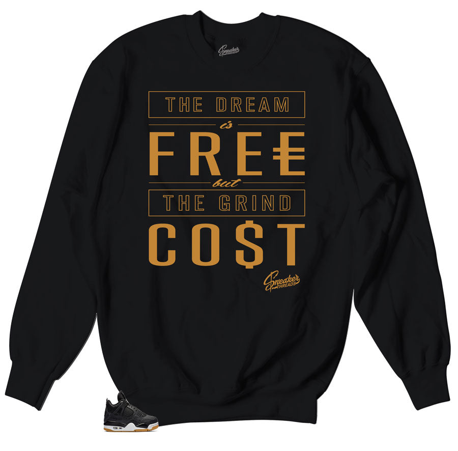 Crewneck sweater collection designed to match retro Jordan 4 Sneaker black gum collection 