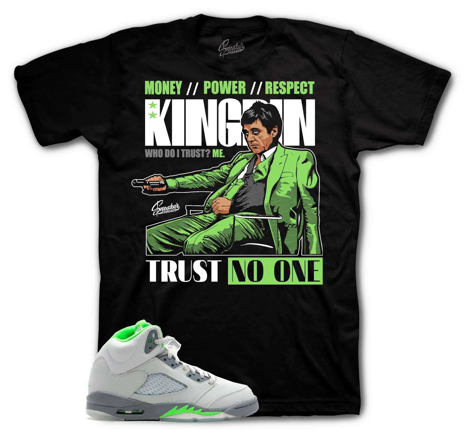 Jordan 5 green bean sneaker tees