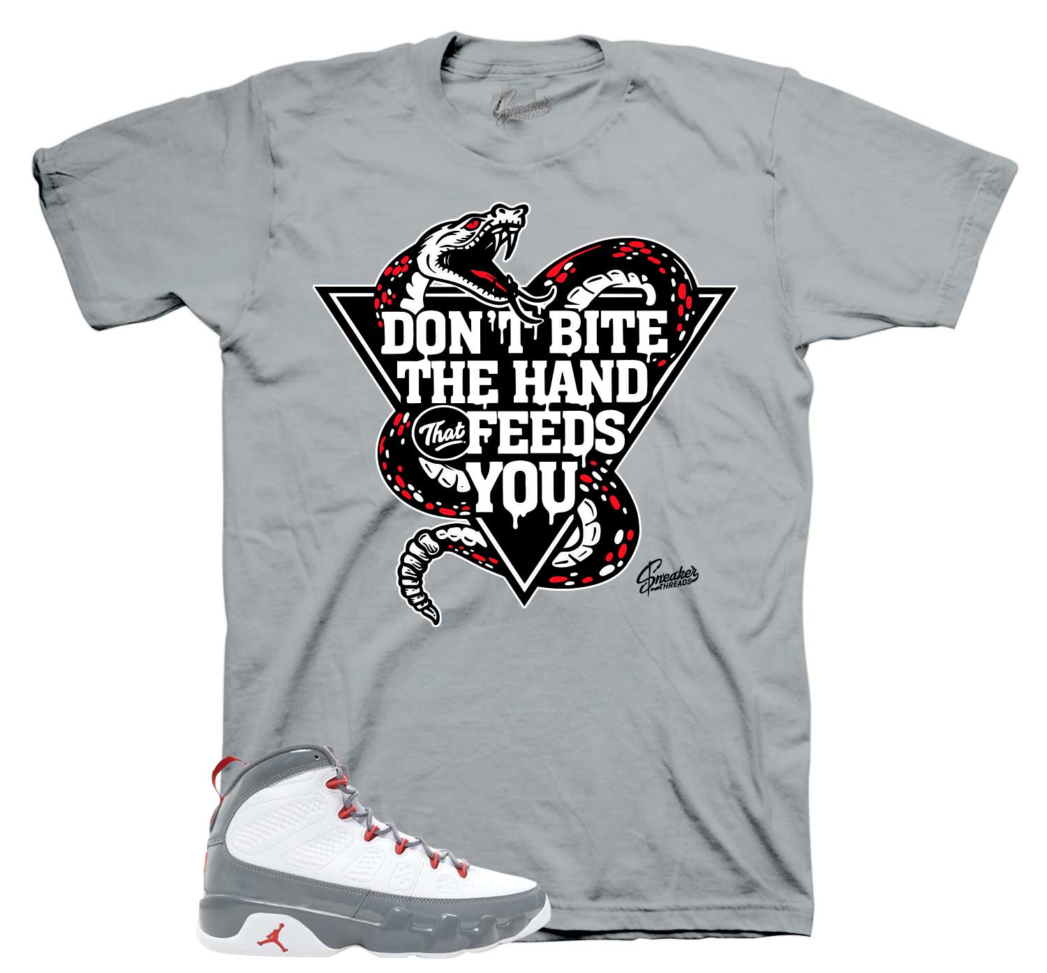 Retro 9 Fire Red Shirt - Don't Bite - Grey