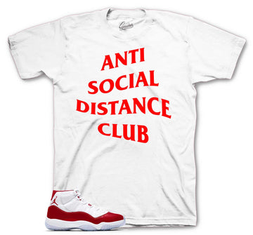 Retro 11 Varsity Red Shirt - Social Distance - white