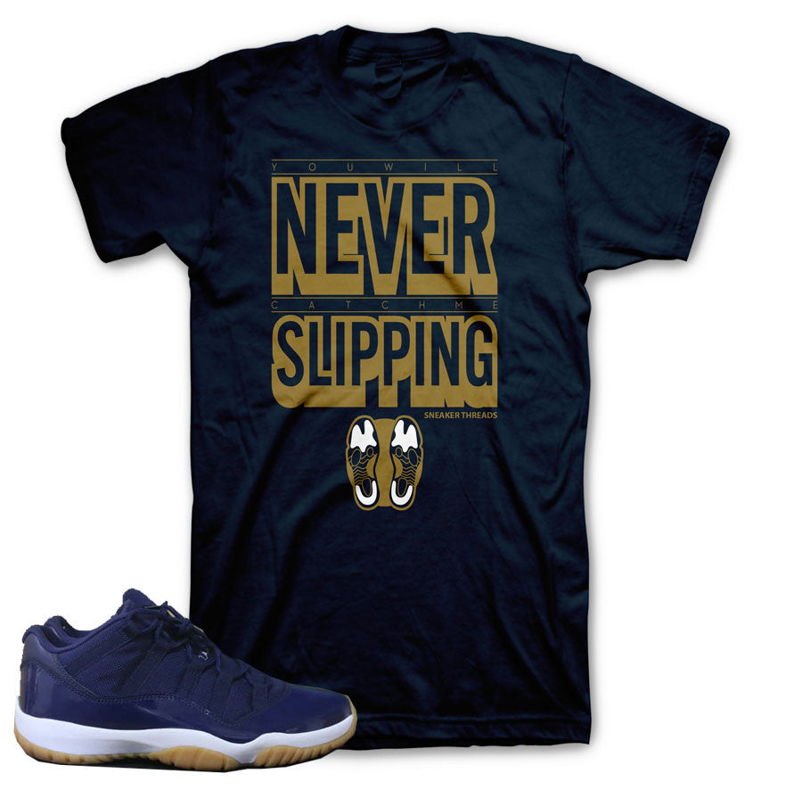 Shirts match Jordan 11 navy retro 11 gum sneaker tees,