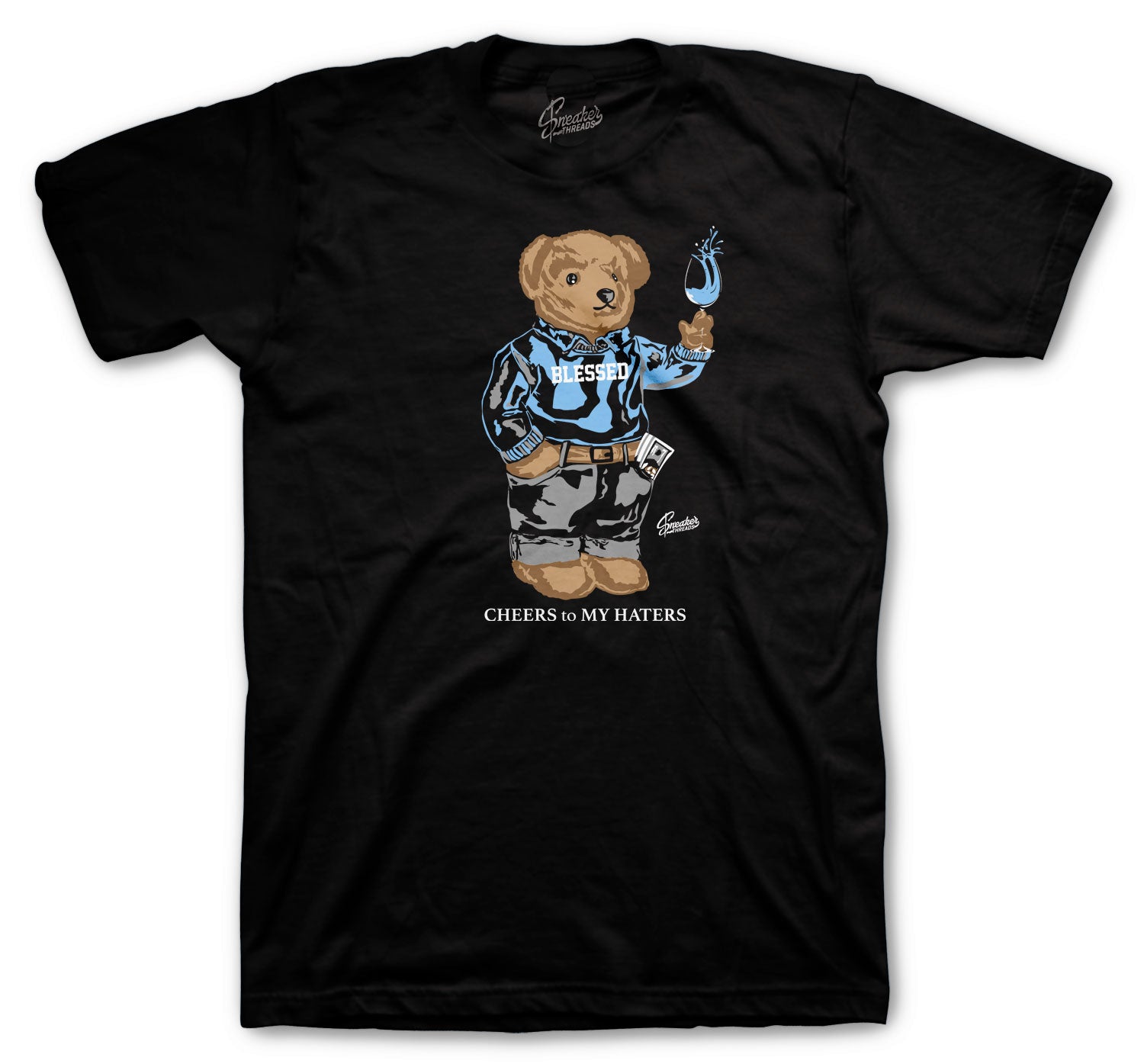 Retro 1 Uni Blue Shirt - Cheers Bear - Black