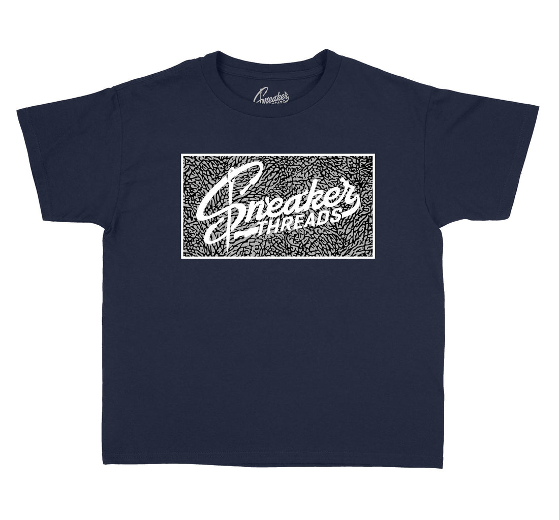 Boys Tees made to match the Jordan 3 midnight navy sneaker collection 
