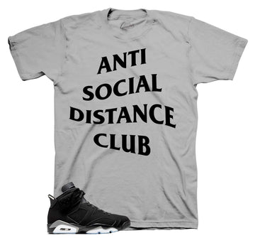 Retro 6 Metallic Silver Shirt - Social Distance - Grey