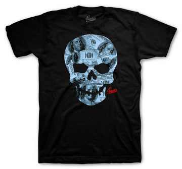 Retro 4 University Blue Shirt - Money Skull - Black