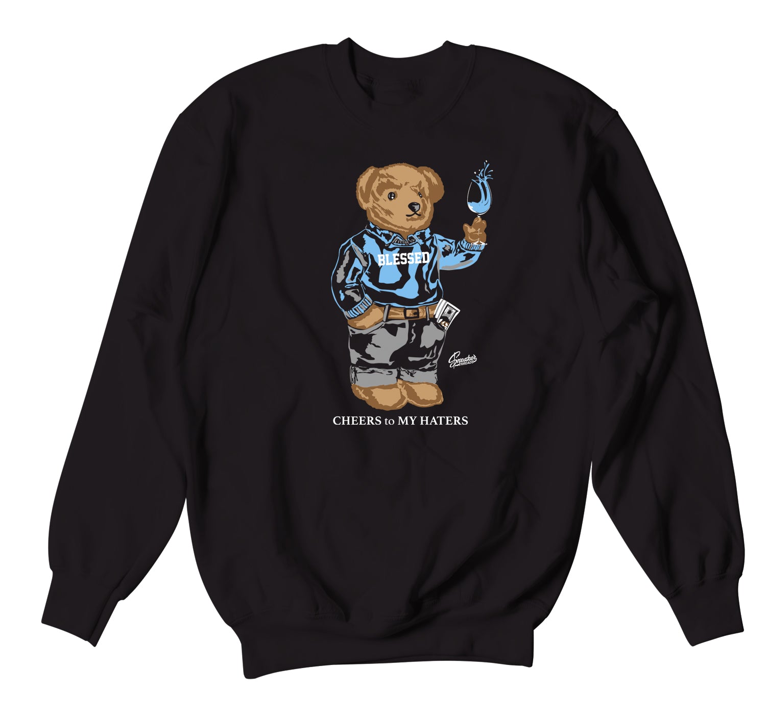 Retro 1 Uni Blue Sweater - Cheers Bear - Black