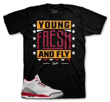 Retro 3 Cardinal Red Shirt - Young Fresh - Black