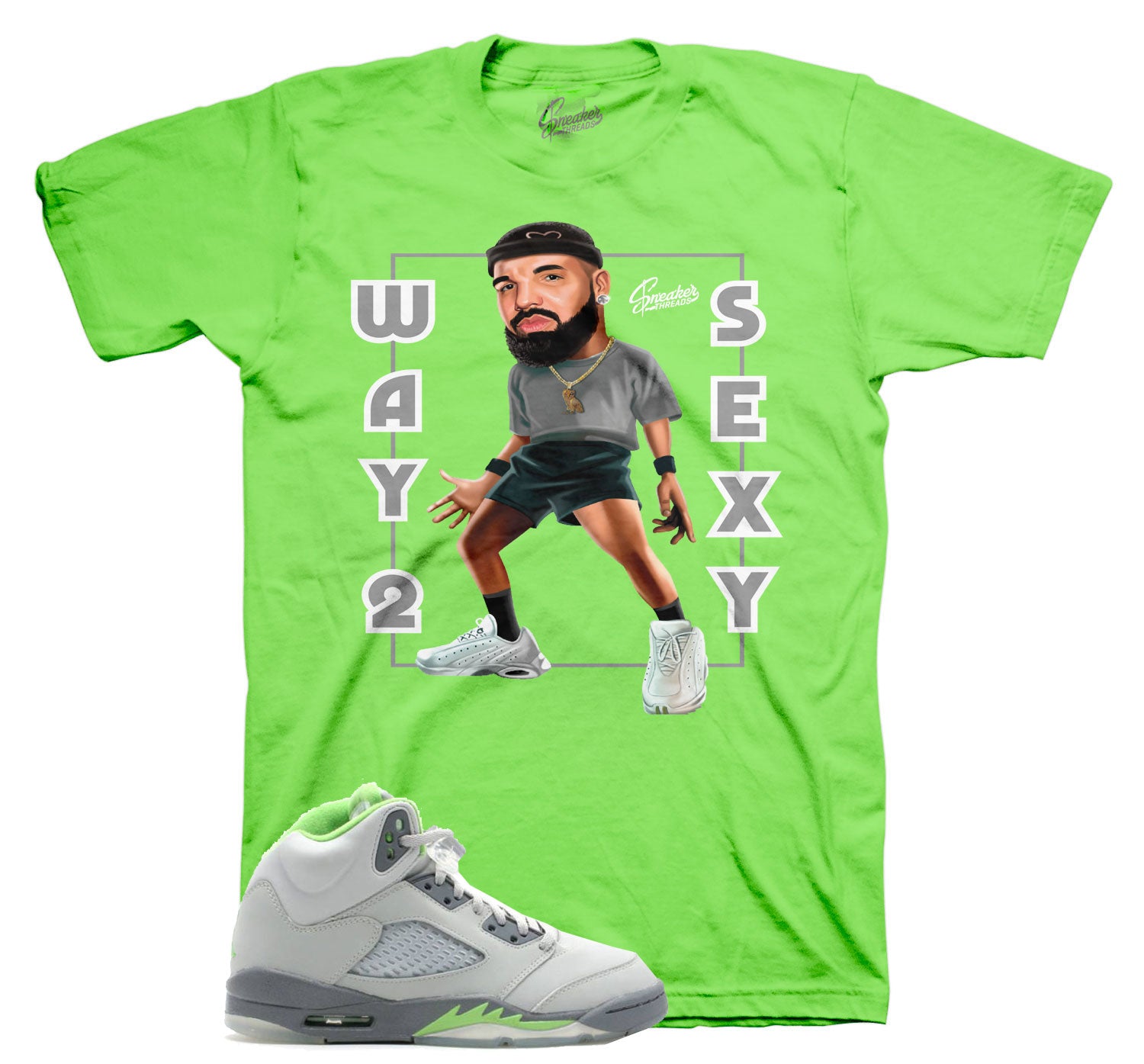 Jordan 5 green bean sneaker tees