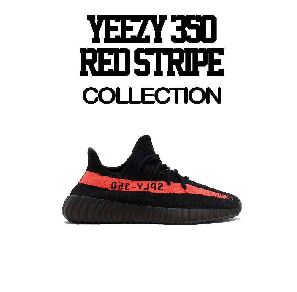 Yeezy 350 Red Stripe Sneaker Tees - Air Jesus Shirts - Black