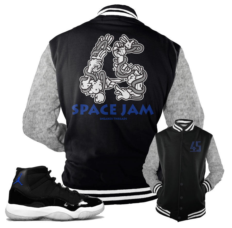 Space jam 11 jackets match Jordan 11 space jam shoes.