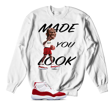 Retro 11 Varsity Red Sweater - Made You look - White