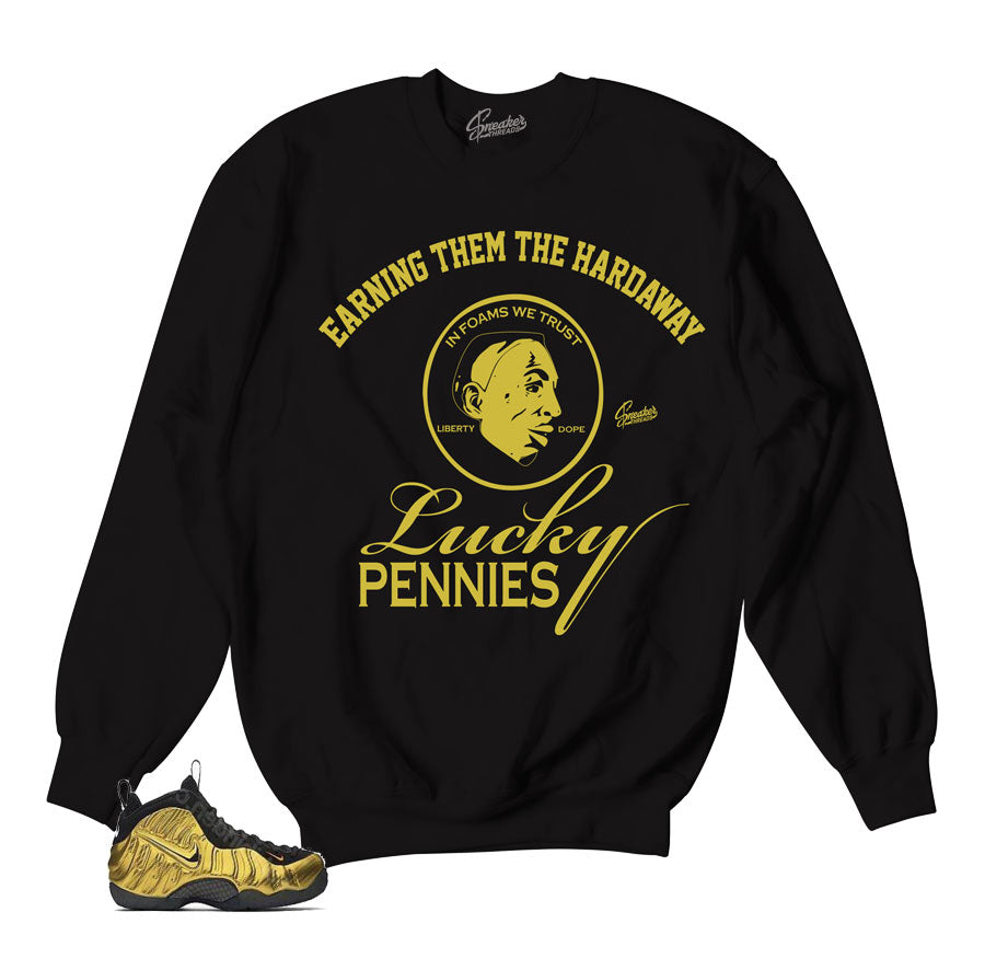 Foamposite metallic gold sweater | Lucky pennies sweater
