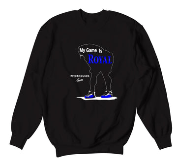 Jordan 12 game royal sneakers have matching Jordan crewneck sweaters