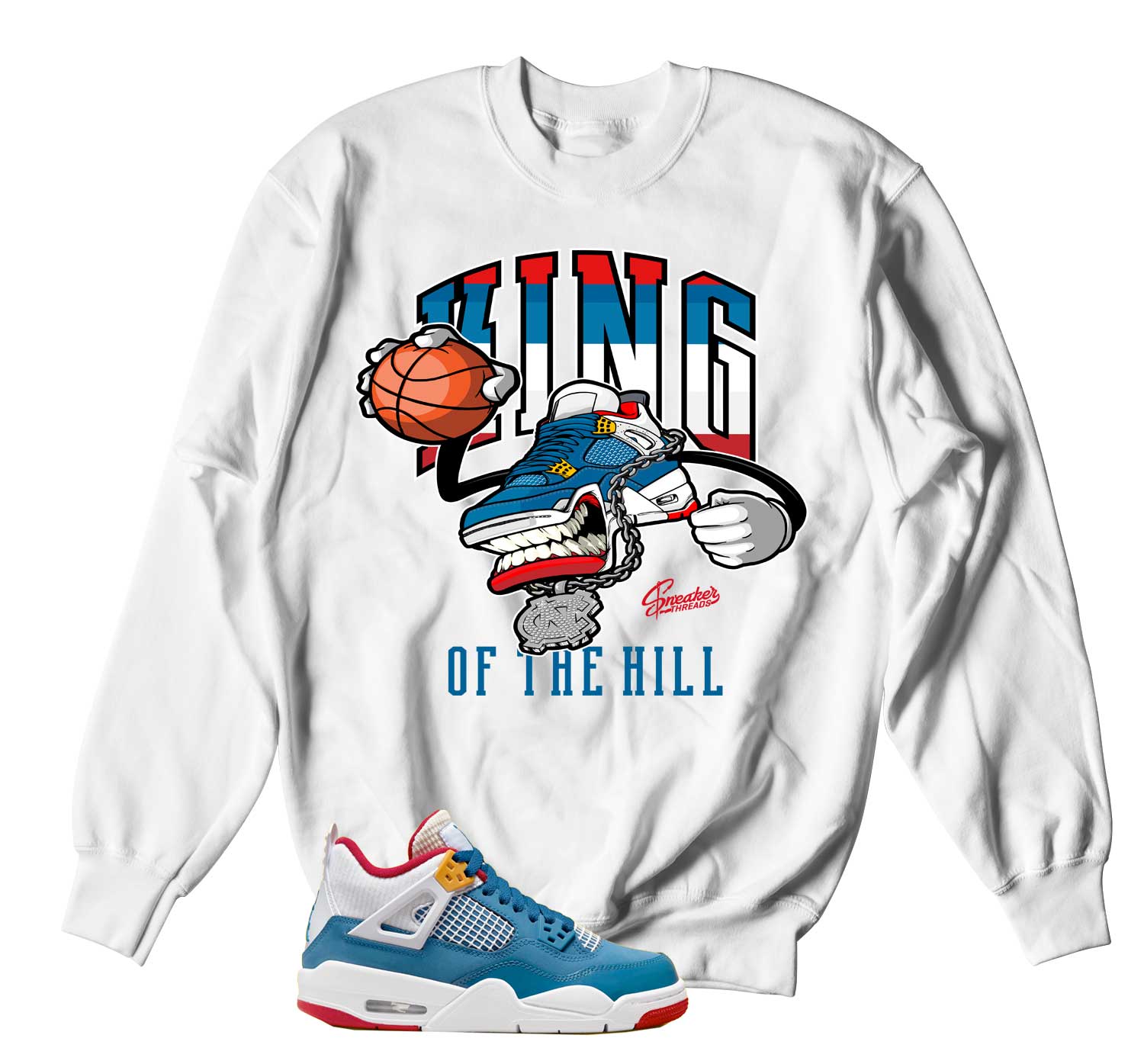 Retro 4 Messy Room Sweater - Fly kicks - White