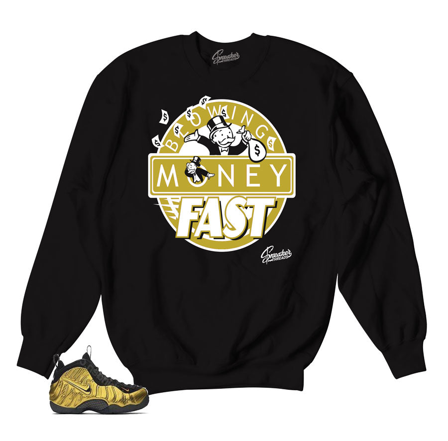 Foamposite metallic gold sweater | Blowing Money fast sweater.