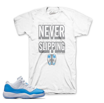 Match Jordan 11 columbia blue tees retro 11's UNC tee shirts.