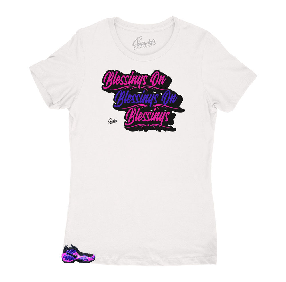 Foamposite womens camo purple sneaker collection has matching womens shirts made to match