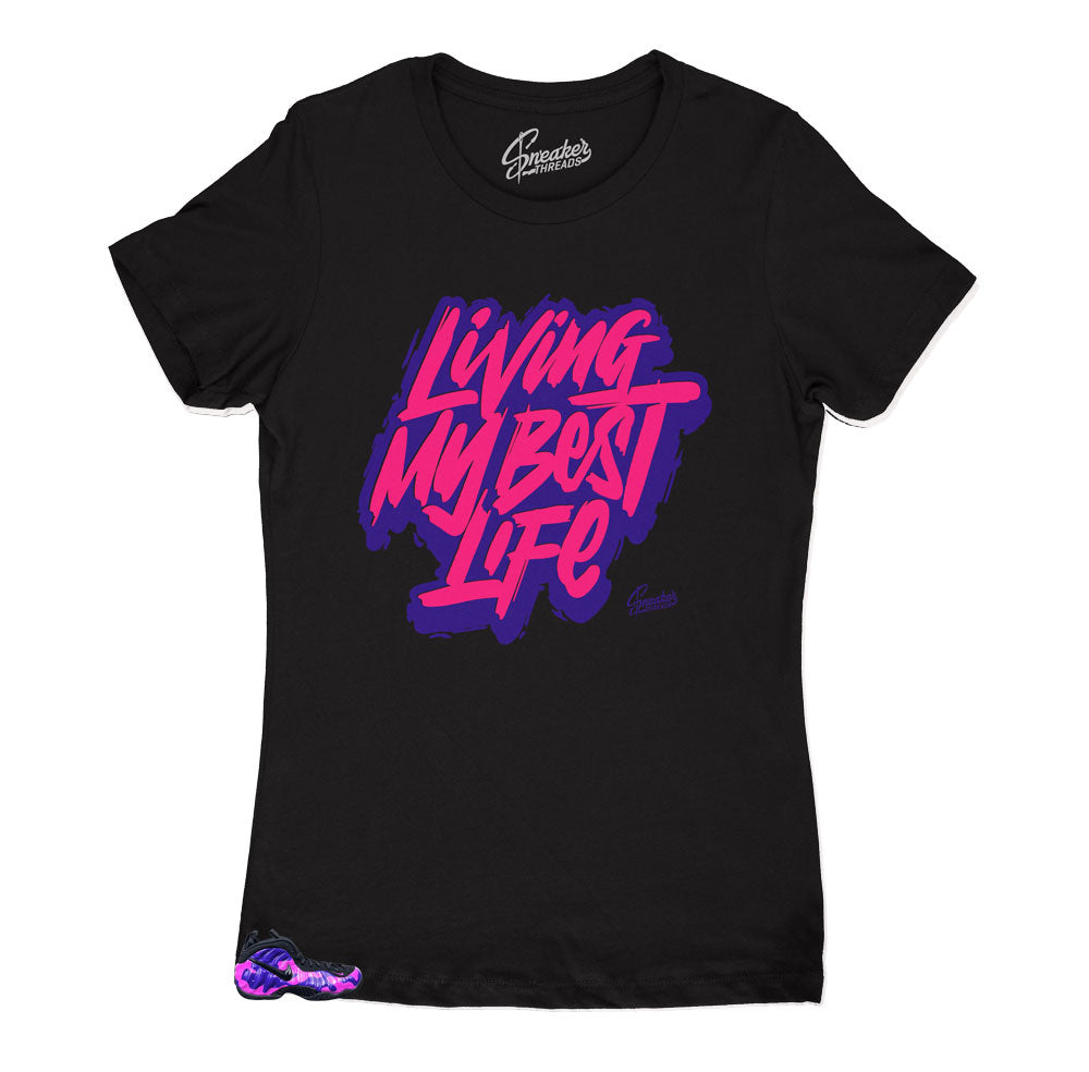 Womens Shirts desinged to match the womens foamposite purple camo sneakers