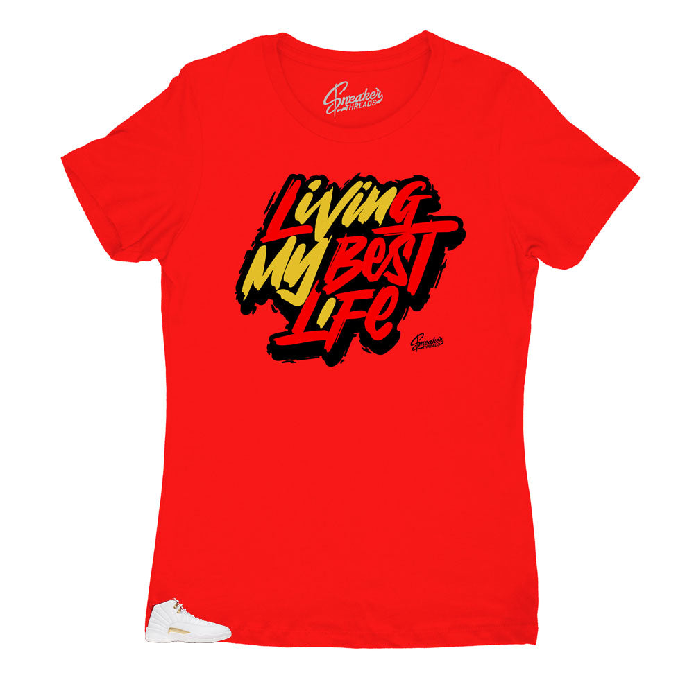 Womens Living My best life Jordan 12 Fiba Red matching shirt collection