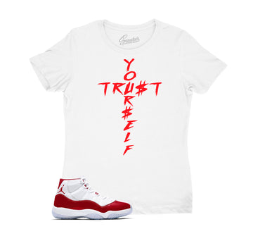 Womens Varsity Red 11 Shirt - Trust Yourself - White