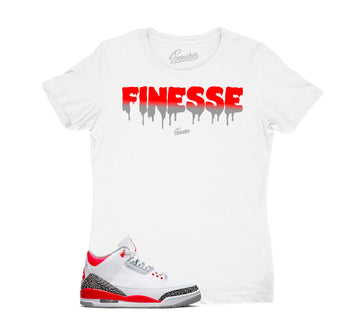 Womens Fire Red 3 Shirt - Finesse - White