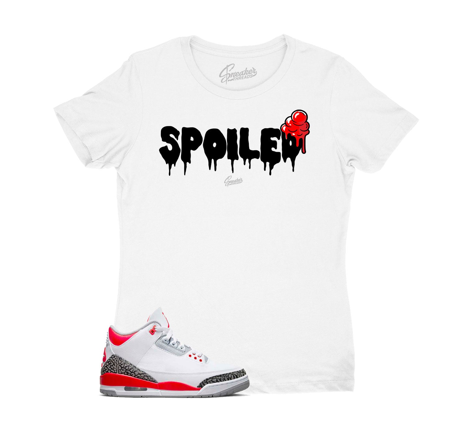 Womens Fire Red 3 Shirt - Spoiled - White
