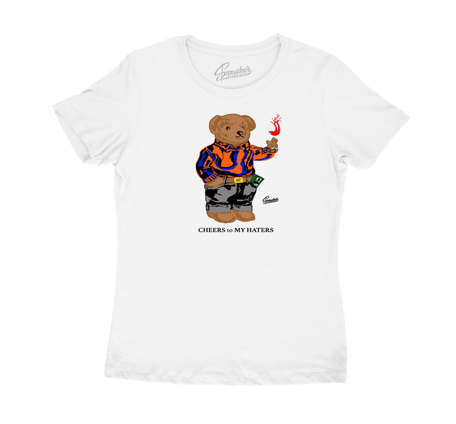 Womens Knicks 3 Shirt - Cheers Bear - White