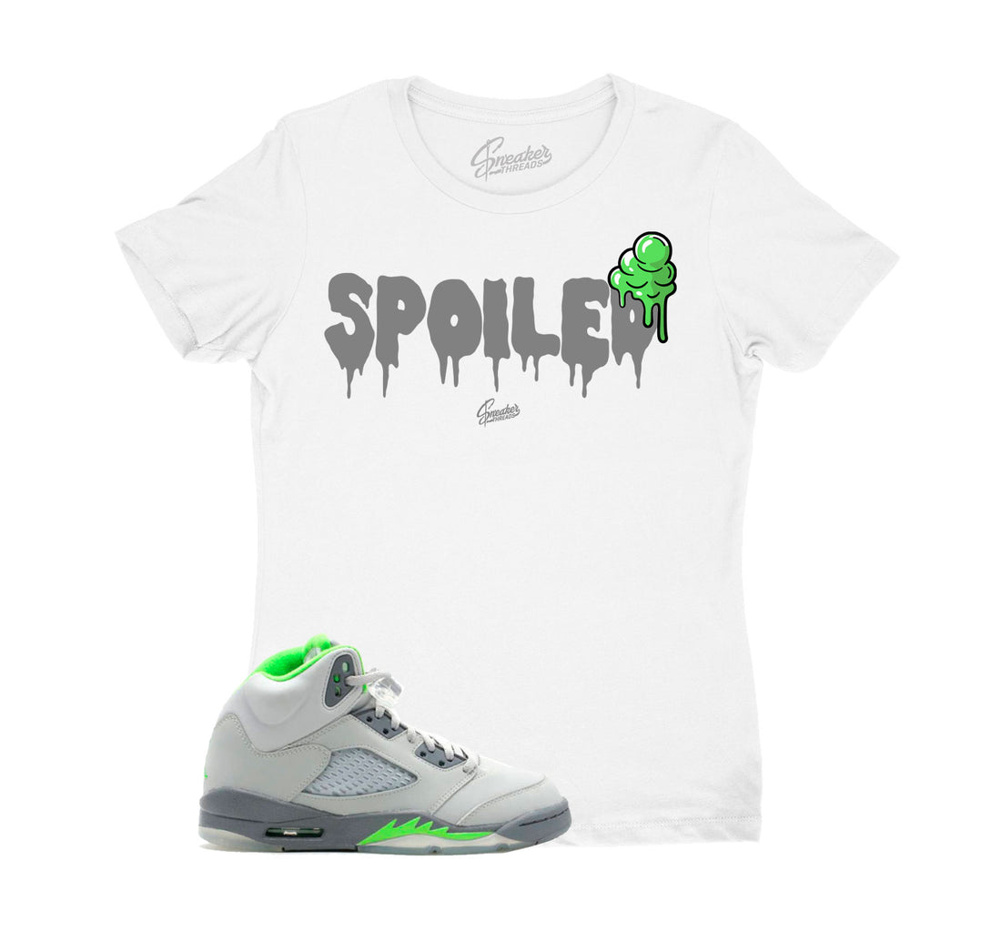 Ladies Jordan 5 green bean sneaker tees