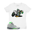 Ladies Jordan 5 green bean sneaker tees