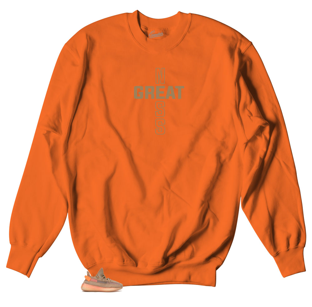 Yeezy Clay Boost 350s matches crewneck sweaters created to match the yeezy clay sneakers