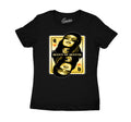 Uni Gold Jordan 9 sneaker collection to matches with ladies tees
