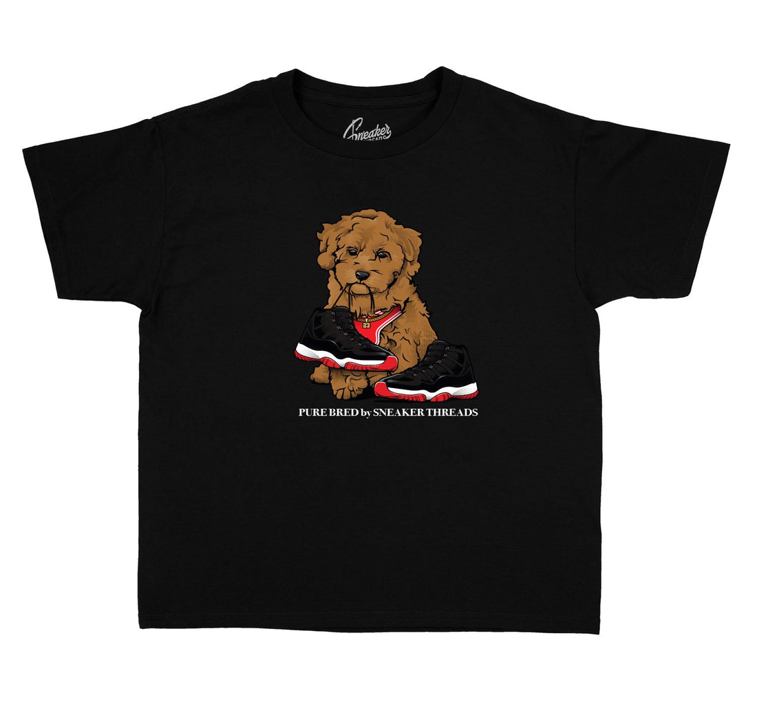Collection of kids tees made to match the Jordan bred 11 